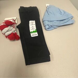 Old Navy Black Infant Pants red white love socks blue baby hats NWT UNISEX